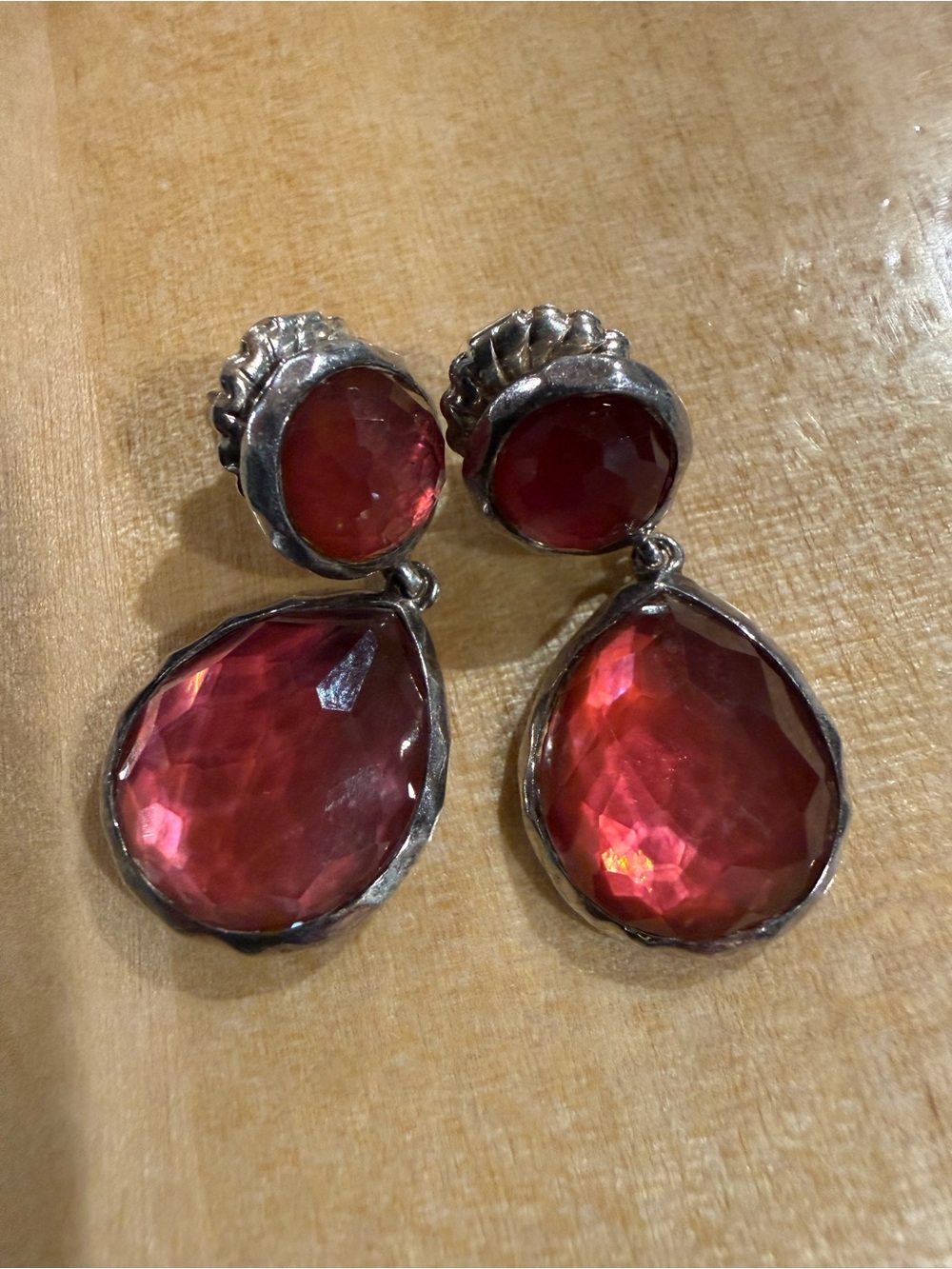 IPPOLITA 925 Sterling Silver Deep Red Rock Candy Double Drop Earrings